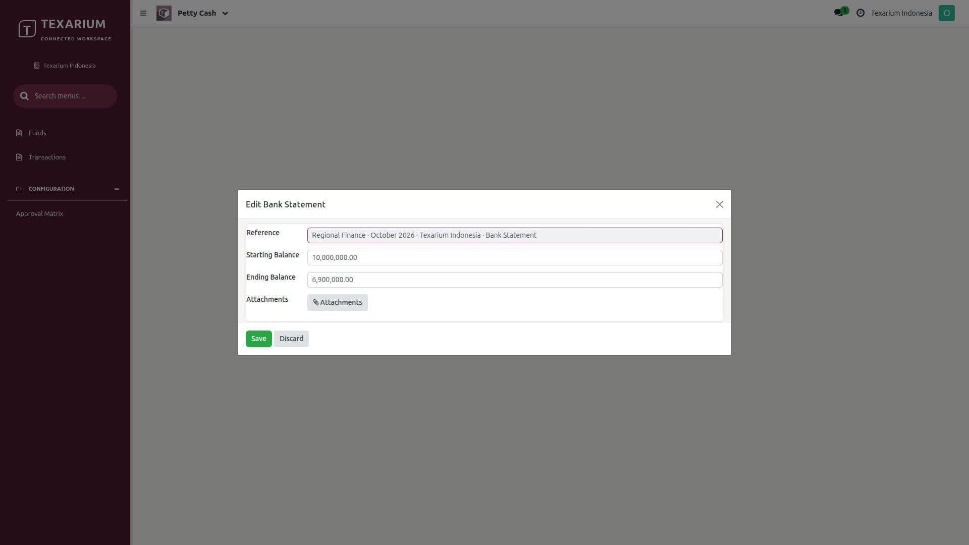 Texarium · Finance Operations & Bank Reconciliation application preview